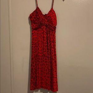 Red leopard print dress